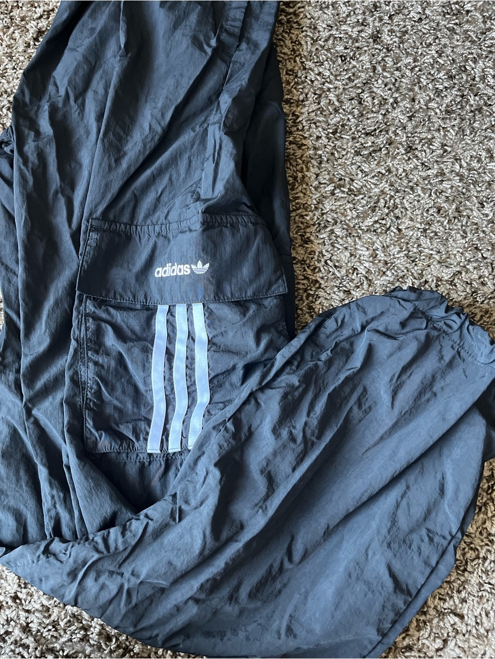 Adidas Black Track Pants with white Stripes